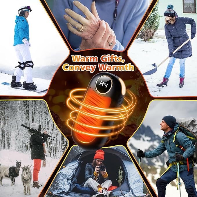 Hand Warmers Rechargeable 2 Pack, Dual Sided Electric Hand Warmer, 20Hrs Warmth, 8 Heating Mode, Portable Charging Pocket Heater for Men, Women, Raynauds, Camp, Hunting, Golf