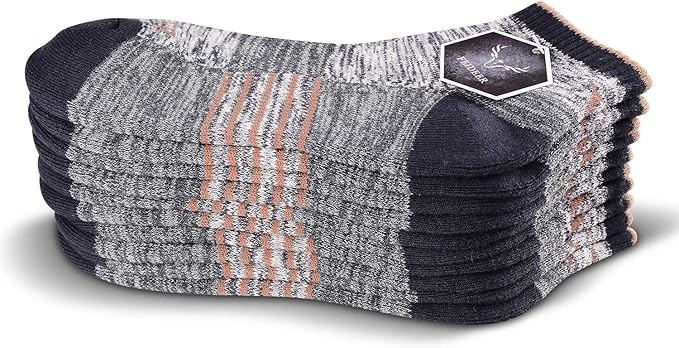 FEIDEER Men's Women's Hiking Walking Socks, Unisex Moisture Wicking Cotton Cushion Ankle Quarter Crew Socks with Arch Support