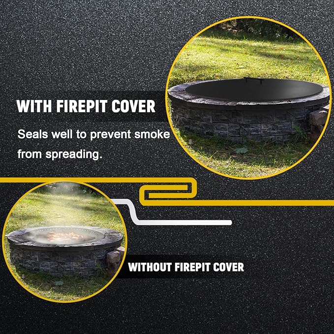 28" Fire Pit Lid Round Outdoor Fireplace Cover Lid Heat Resistant Flat Burner Pan Cover for Round Patio Fire Pit Prevent Sparks, Snuff Campfire