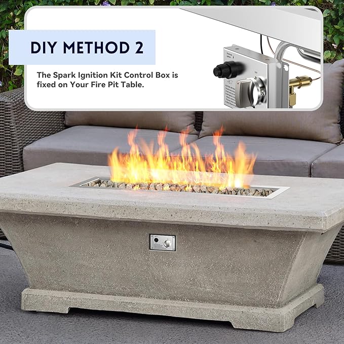 Skyflame 36" Linear Stainless Steel Fire Pit Drop-in Burner Kit with Flame Sensing, Electronic Spark Ignition, CSA Certified, and Propane Regulator Connector Hose Set for Propane Tank