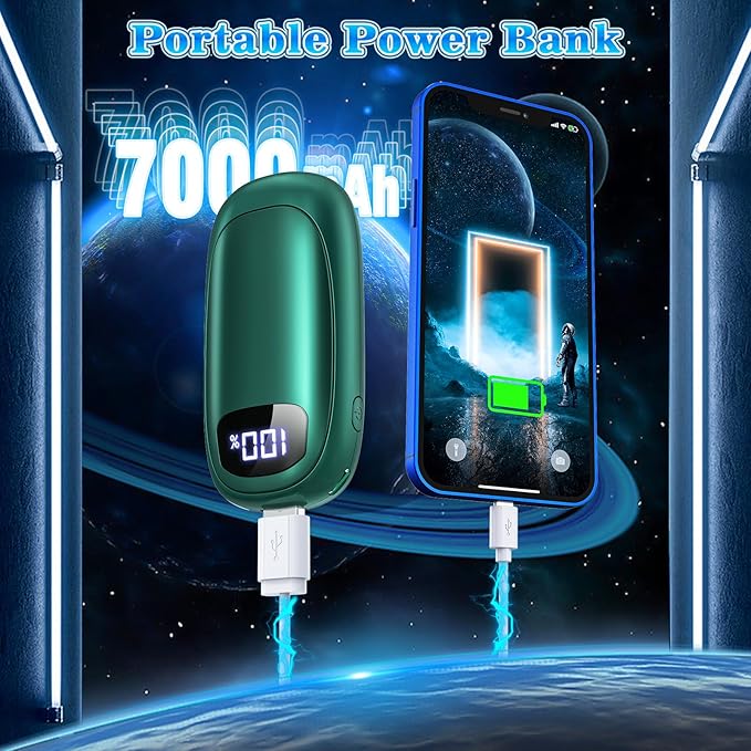 Hand Warmers Rechargeable 2 Pack - Electric Dual-Sided Heating Hand Warmers Max 131℉, 20Hrs Battery Operated Pocket Heater for Raynauds, Golf, Camping, Hunting Essentials, Gifts for Men Women