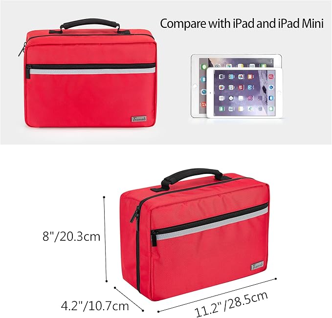 Trunab Portable First Aid Bag Empty, Medical Supplies Bag with 2 Inner Flap, Emergency Trauma Bag for Accessories, Red