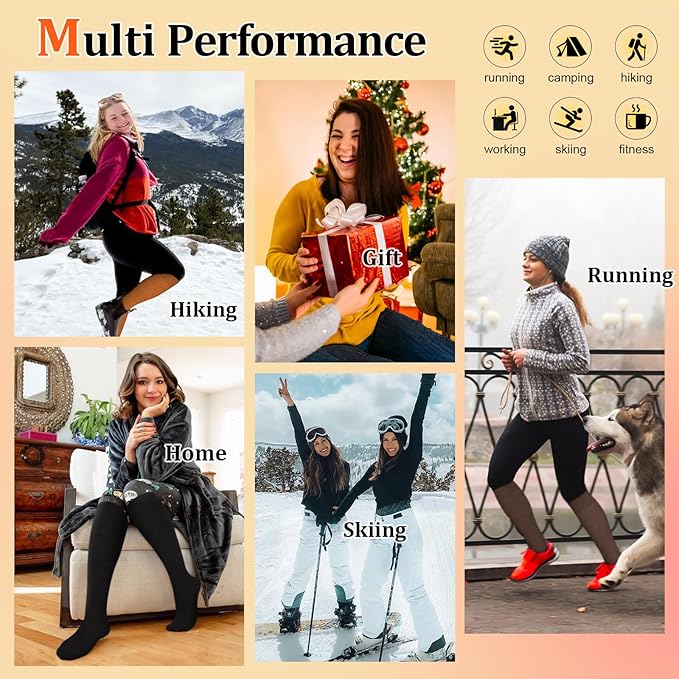 CTHH 3 Pairs Warm Knee High Socks for Women - Thick Cotton Thermal Boot Socks for Hiking, Running, Work, Gifts, Winter