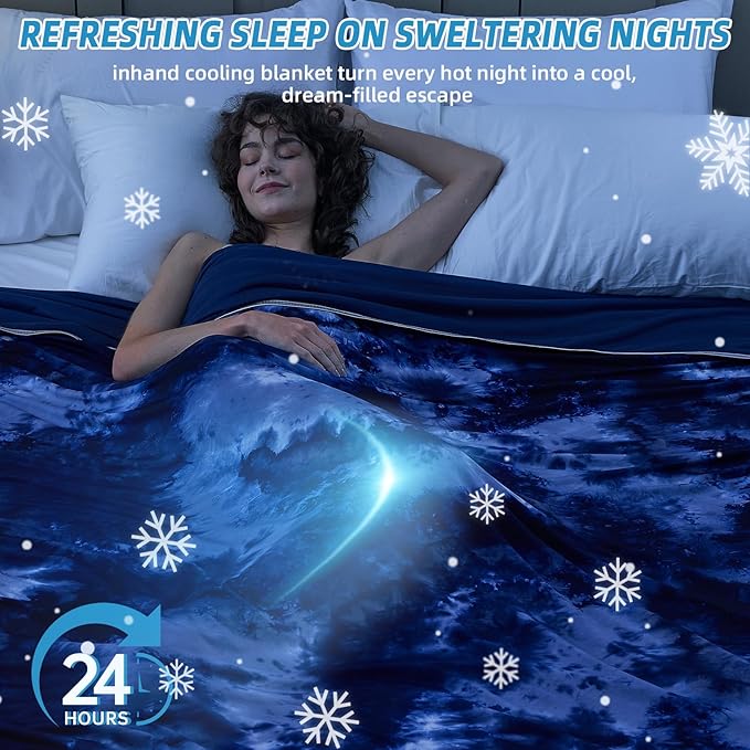 inhand Cooling Blanket Queen Size (90"x90"), Cooling Blankets for Hot Sleepers, Absorbs Heat to Keep Adults Cool for Summer Nights Sweats, Thin Cold Lightweight Blanket for Couch Bed, All Season Use