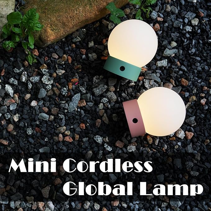 Small Cute Cordless Table Lamp Rechargeable, Battery Operated Shower Lamp Waterproof, Touch Dimmable Globe Ambient Light for Outdoor/Bedside/Patio/Dining (Orange)