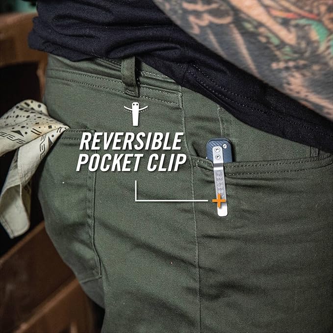 Gerber Gear Pledge Pocket Knife with Pocket Clip - 3.7" Full Panel Plain Edge Blade Folding Knife - EDC Gear and Equipment - Urban Blue