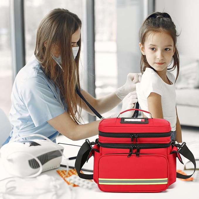 Double Layer Medical Bag Empty First Aid Bag Emergency Trauma Bag Empty, First Responder Organizer for Nurses,Home Health Care, EMT