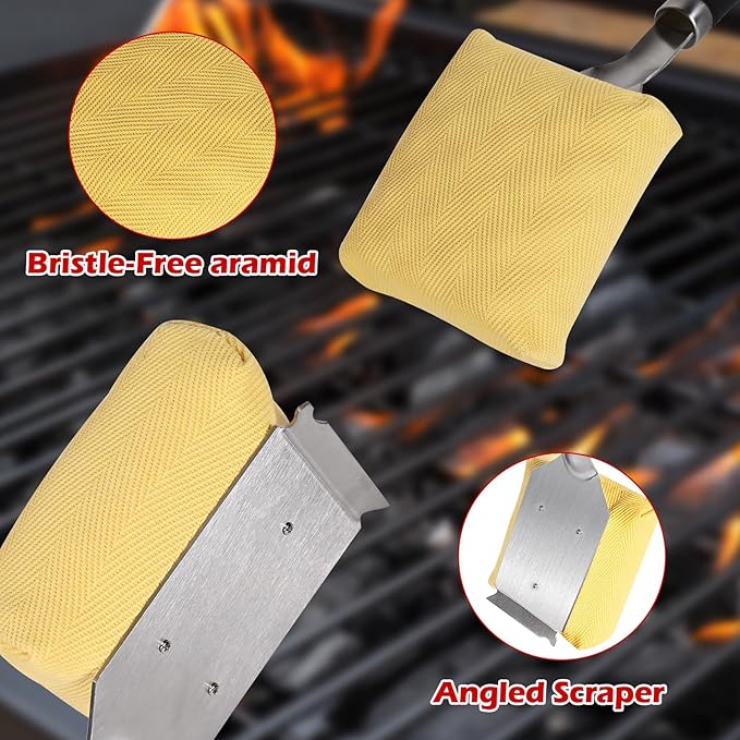 Grill Brush for Outdoor Grill -Steam Grill Brush Bristle Free for Cast Iron/Stainless Grates,BBQ Cleaner Brush with Durable Scraper,Safe Grill Cleaner Brush, Gifts for Men/Dad