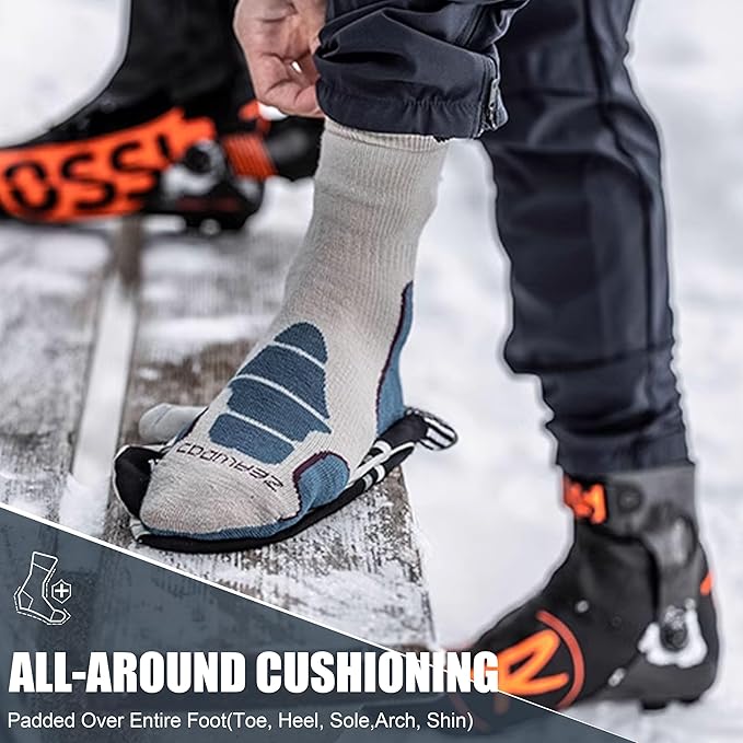 ZEAL WOOD Merino Wool Crew Hiking Socks for Women And Men with Full Cushion Moisture Wicking Walking Work Boot Socks