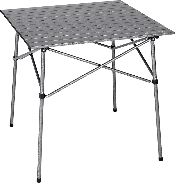 Lippert HD Hybrid Foldable Camp Table with Carry Bag White 27 1/2” x 27 1/2” x 27 1/2" (H x W x D),Hammer Grey