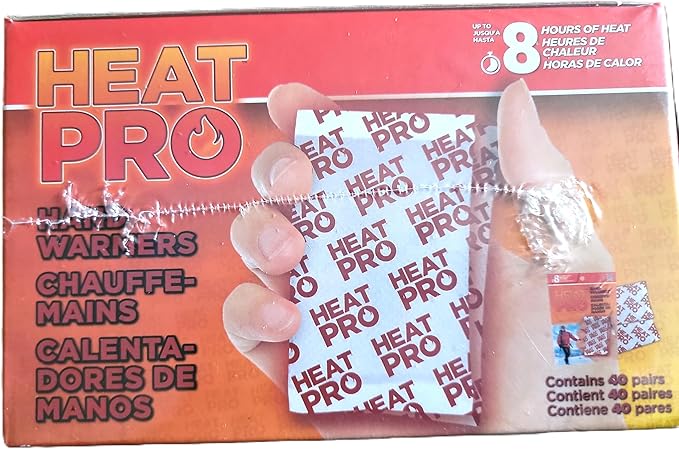 Heat Pro Hand Warmers up to 8 Hours of Heat, 2 Warmers Per Individual Pack, 40 Pairs