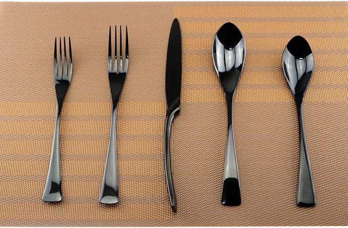 5-Piece Stainless Steel Flatware Silverware Set Service for 1 Dinnerware Mirror Polished Include Knife/Fork/Spoon Dishwasher Safe