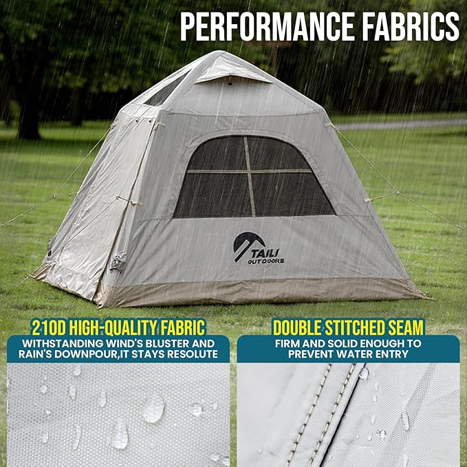 TAILI Inflatable Blow Up Tent for Camping with Hand Pump for 2/3/4/6 Person, Easy Setup Outdoor Inflatable Oxford Waterproof Air Tent House for Family Camping Adult