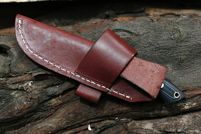 GCS Handmade D2 Steel Hunting Knife with Micarta Handle, Full Tang Blade, and Leather Sheath for Hunting Hunting Camping Survival EDC-GCS 965