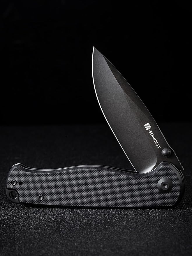 SENCUT Errant Pocket Knife, Camping Pocket Knife with G10 Handle and 3.45" 9Cr18MoV Blade, EDC Knife for Outdoor Work S23054B-1(Black)