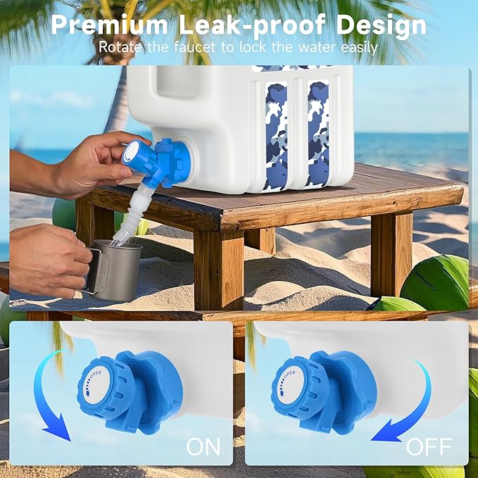 ASIEIT 3 Gallon/5 Gallon Water Jug with Spigot, Portable Water Tank BPA Free, Leak-Proof Water Containers for Camping Water Storage Containers for Emergency Outdoor Hiking Picnic, Green/Yellow/White