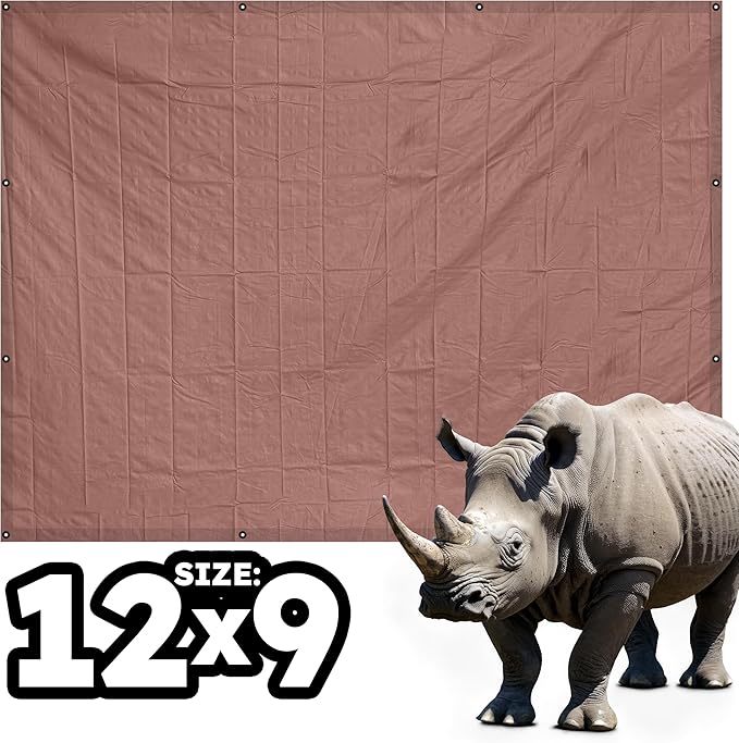 RENEGADE Industrial Tarp 12x9 ft Brown – Heavy Duty, Waterproof, UV-Resistant, PFAS-Free – Durable Tarp for Jobsite Coverage, Construction, Farming & Shelter Use