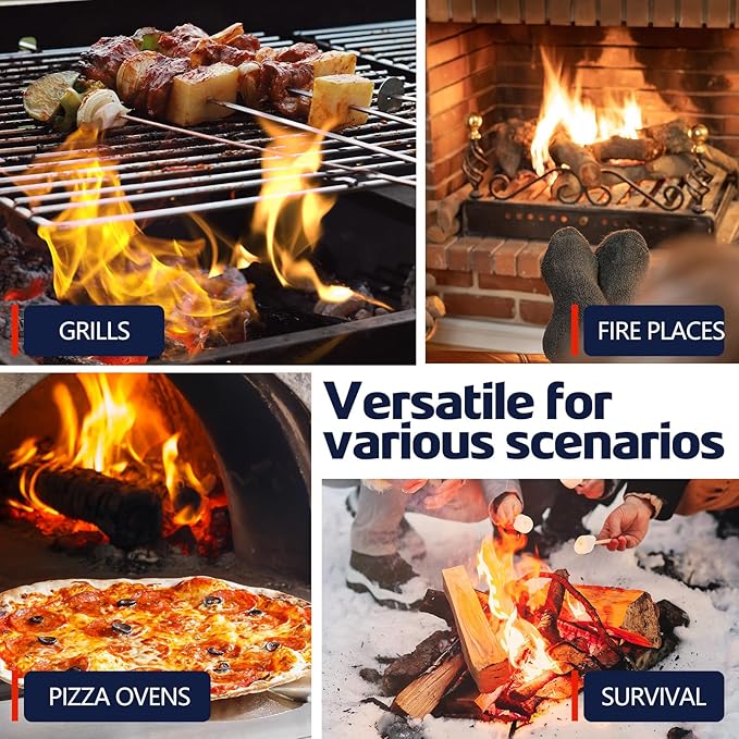 Fire Starter 216Pcs - Extra Long 12min Natural Fire Starters for Grill, Fireplace, Camping & Survival Kit | Waterproof, Odorless, Safe for BBQ/Pizza Oven/Chimney (Indoor & Outdoor)