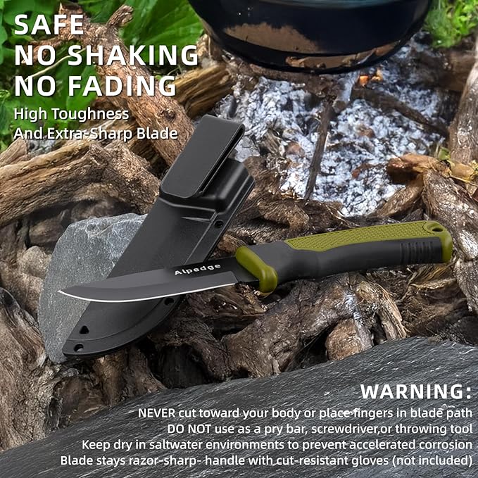 Professional Tactical Knife with 360ยฐ Rotating Belt Sheath | Premium German DIN 1.4116 Steel Blade with Non-Stick Coating | Heavy-Duty Fixed Blade for Survival, Camping, Hunting