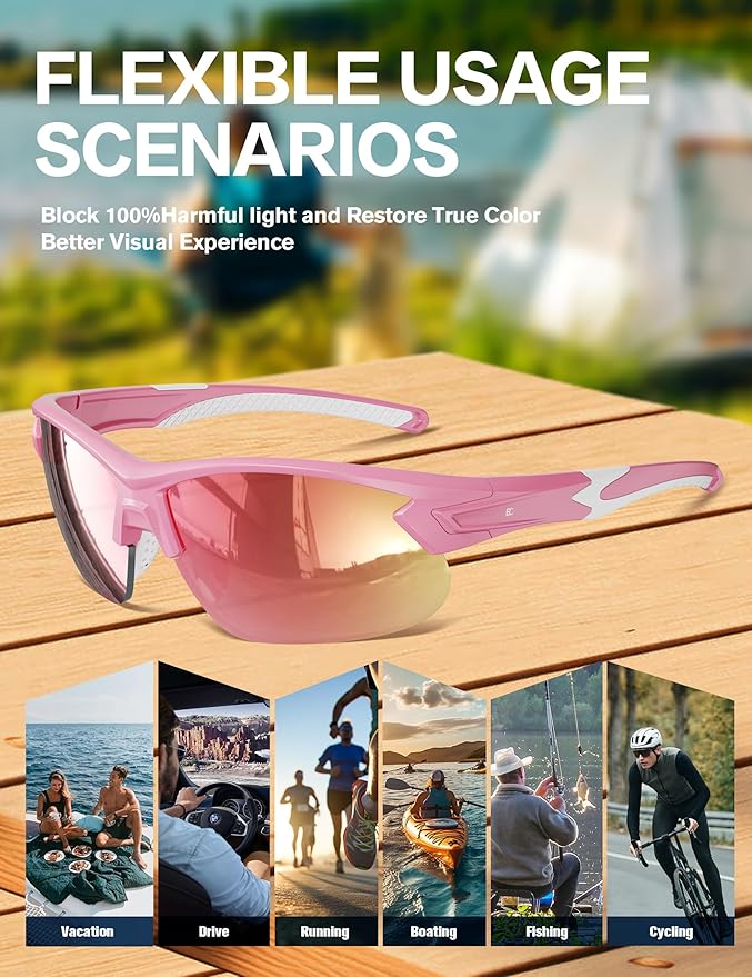 BIRCEN Polarized Sport Sunglasses for Men: UV Protection Fishing Shades for Golf Baseball Driving Motorcycle BC3065