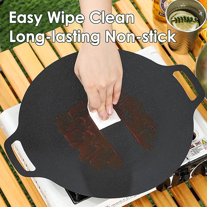 Korean Grill Pan,Round Premium BBQ Grill Pan,Non-stick Griddle Plate for Gas Stove Indoor Outdoor Camping Party(36cm)