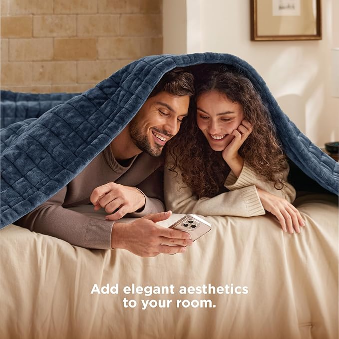 Bedsure Electric Blanket King Size - Dual Control Heated Blanket King with 10 Heat Settings, Thick Heating Blanket with 10 Time Settings, Fast Heating Quilted Blanket (100x90 inches, Bering Sea)
