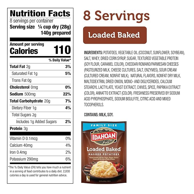 Idahoan Loaded Baked Mashed Potatoes, 8 Ounce (Pack of 8)