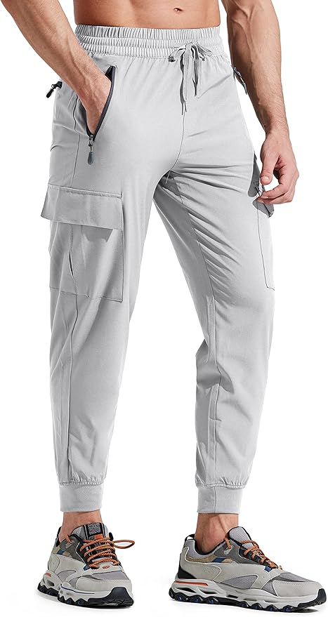 Libin Men's Lightweight Joggers Quick Dry Cargo Hiking Pants Track Running Workout Athletic Travel Casual Outdoor