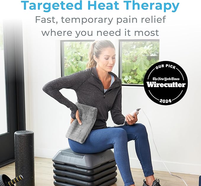 Pure Enrichment® PureRelief® XL Heating Pad - 12" x 24" Electric Heating Pad for Back Pain & Cramps, 6 Heat Settings, Soft Machine Wash Fabric, Auto-Off & Moist Heat (Charcoal Gray)