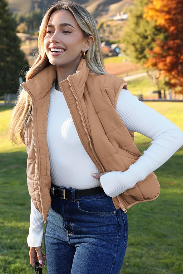 Zeagoo Womens Puffer Vest Ladies Sleeveless Zip Up Outerwear Warm Puffer Lightweight Down all Winter Jackets Coats 2025