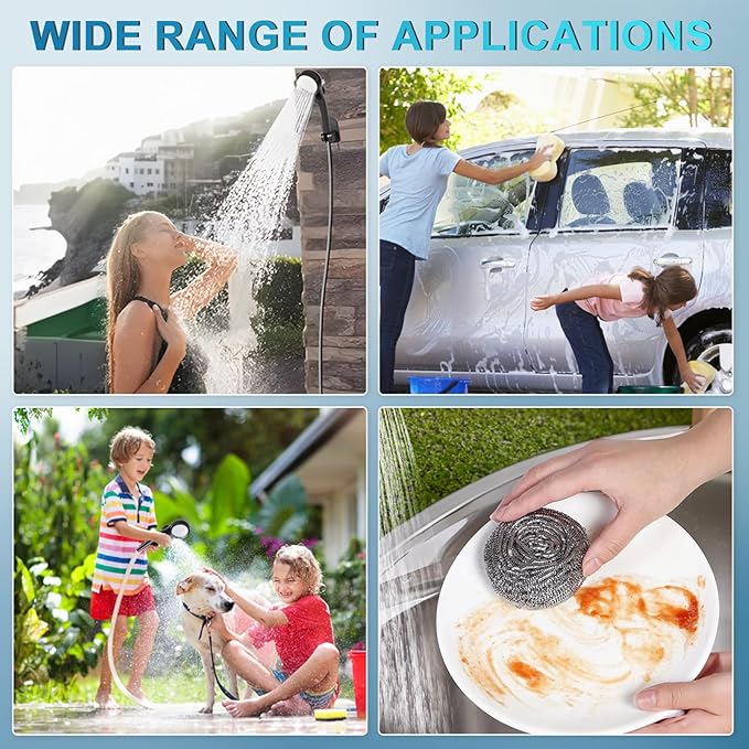 Portable Camping Shower with Heater, 6000mAh Rechargeable Portable Shower with 2000W Immersion Heater, LED Display, Heated Camping Shower for Travel, Hiking, Car, Pet