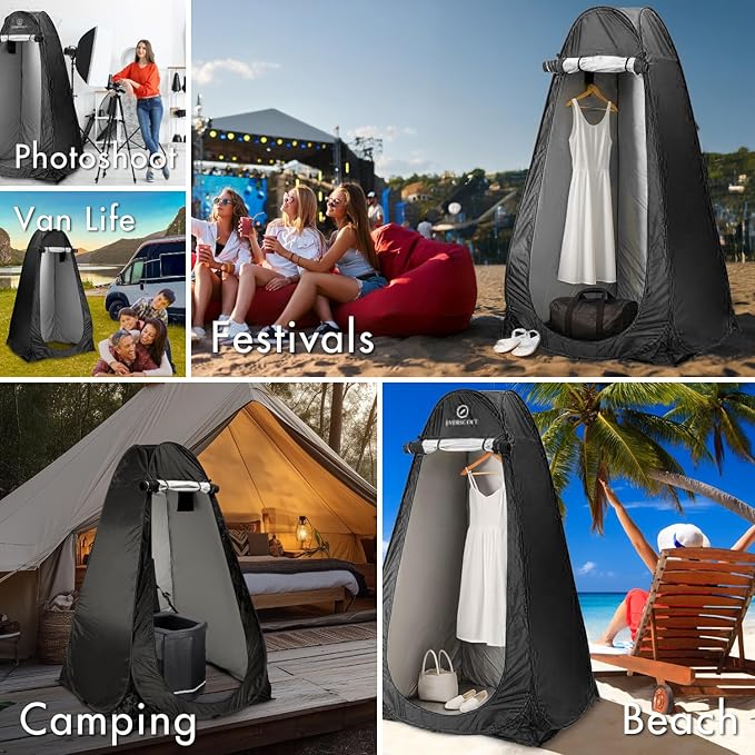 Pop Up Privacy Tent for Portable Toilet. Camp Shower or Changing Tent, Water-Repellent, Compact, UV-Protective. Ideal for Beach, Hiking, Camping Essentials and Festivals. Includes Carry Bag.