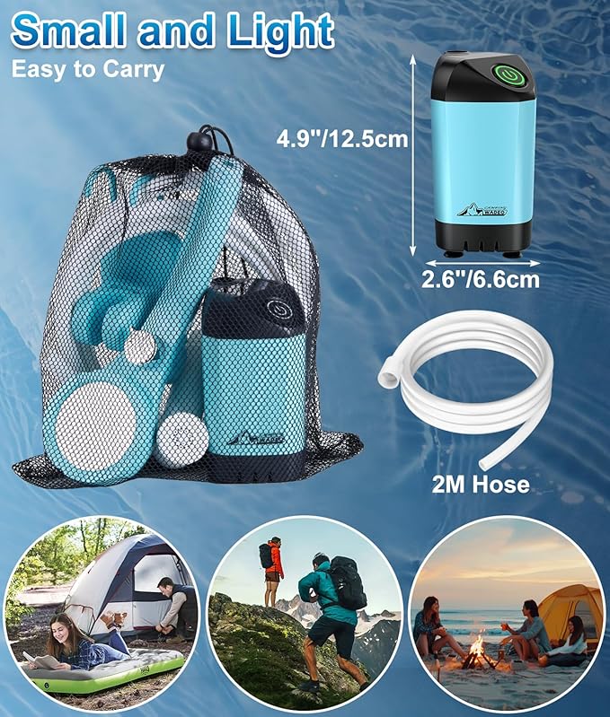 WADEO Portable Shower for Camping, Outdoor Electric Shower Rechargeable Pump with 20L Collapsible Bucket, Camping Shower Head Nozzle for Camping, Hiking, Traveling, Washing