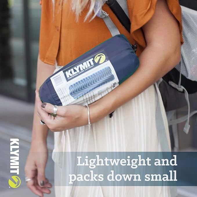 KLYMIT STATIC V Sleeping Pad, Lightweight, Outdoor Sleep Comfort, Best Camping Gear for Backpacking and Hiking, Inflatable Camping Mattress