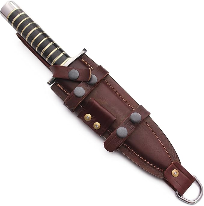 GCS Handmade Micarta Handle D2 Tool Steel Tactical Hunting Knife with leather sheath Full tang blade designed for Hunting & EDC GCS 166