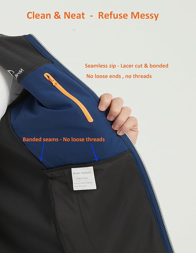 Men's Waterproof Softshell Rain Jacket, Hooded Windbreaker 7 Pockets, Lightweight Shell for Outdoor Activities