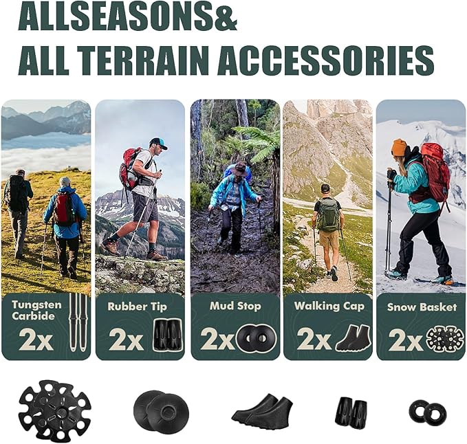 Carbon Fiber Hiking Poles 2pcs, Collapsible Nordic Trekking Poles,Cork Handle Ultralight Folding Walking Sticks, Hiking Sticks, Lightweight Foldable Trekking Walking Sticks for Seniors Women Men