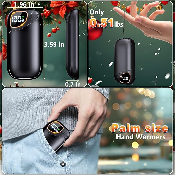 Hand Warmers Rechargeable - 2 Pack Magnetic Electric Hand Warmers with 20Hrs Warmth 4 Levels Heating, USB Reusable Portable Pocket Heater for Women, Man, Raynauds, Golf, Camping, Fishing, Ball Game