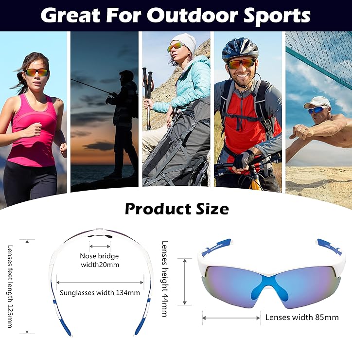 Outdoor Sports Polarized wrap around Cycling Sunglasses for Men & Women TR90 Frame UV Protection for fishing