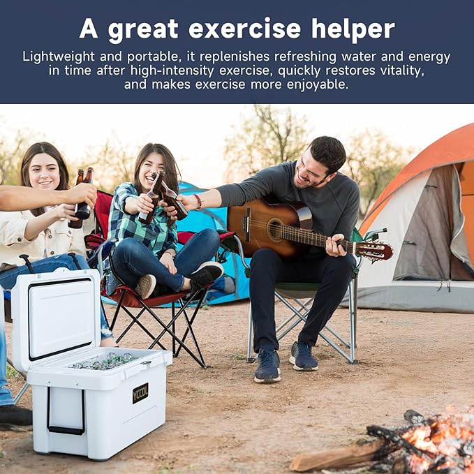48 Quart Cooler with 72 Hours Ice Retention, Large Insulated Cooler with Built-in Bottle Opener & Drain Plug, Duty Outdoor Cooler for Camping, Beach, Picnic, Fishing, Barbecue