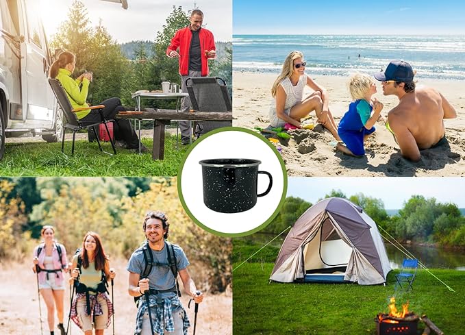 Toughty Classic Percolator Coffee Pot with 4 Enamel Mugs and Stainless Steel Filter - Original Camping Coffee Pot, Now Modernized – For Campsite Brewmasters