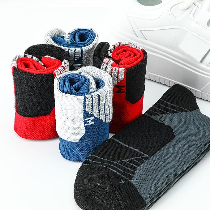 WANDER 3-6 Pairs Men's Athletic Run Cushion Over-the-Calf Tube Socks