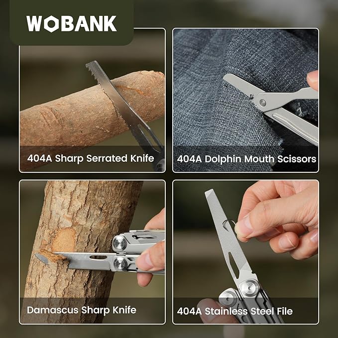 Multitool, 29-in-1 Stainless Steel Multi Tool Pliers with Screwdriver Sleeve, Damascus Pocket Knife, Nylon Sheath for Survival Camping, Hunting and Hiking