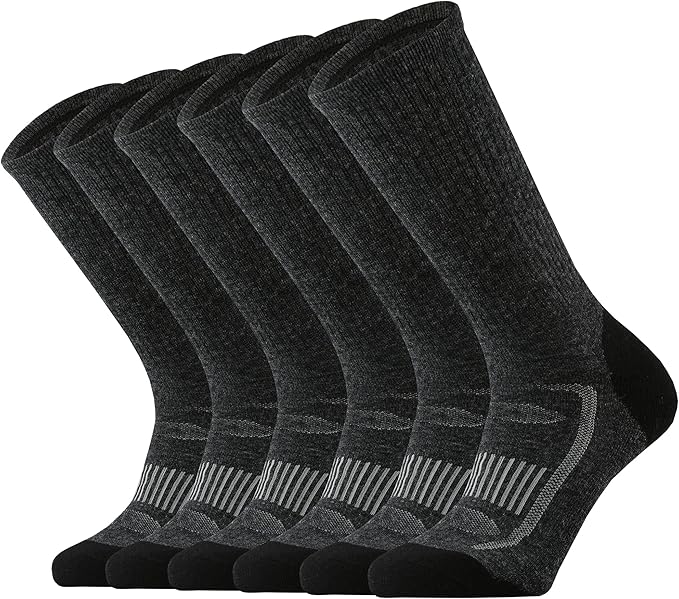 SOX TOWN Men's Merino Wool Cushion Crew Socks for Outdoor Hiking Hike Trail Performance Moisture Wicking Lightweight Summer
