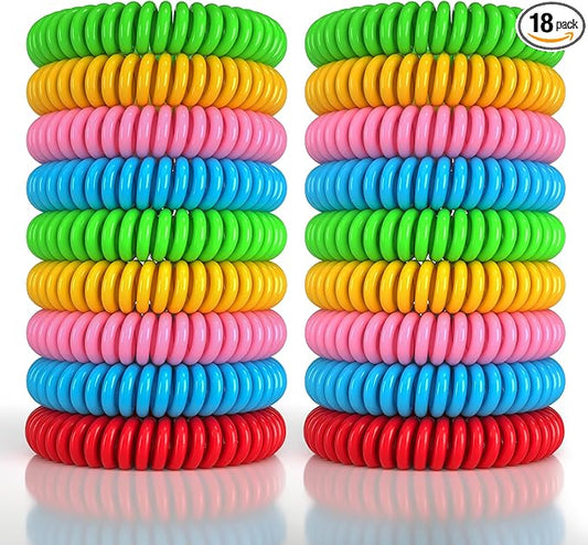 18 Pack Mosquito Repellent Bracelets for Adults & Kids, DEET-Free Waterproof Bands, Individually Wrapped Repellent Wristbands