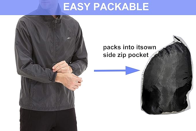 TRAILSIDE SUPPLY CO. Mens Windbreaker Jackets Lightweight Packable Jacket,Windproof and Dustproof