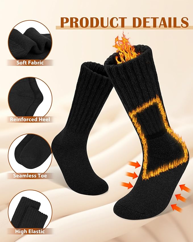 YSense Thermal Wool Socks for Women Thick Winter Boot Socks for Women Warm Cozy Breathable Hiking Socks 4 Pairs