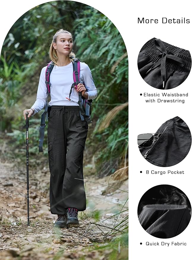 Women's Cargo Hiking Pants Lightweight Casual Quick Dry Straight Leg Camping Travel Pant for Work Golf with Multi-Pocket