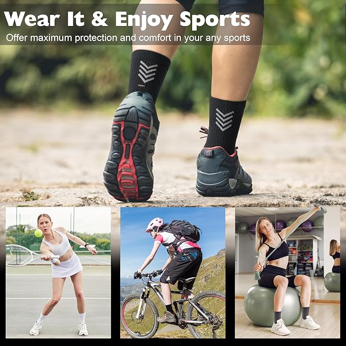 Crew Socks for Women,Athletic Hiking Running Compression Socks with Cushioned Support 3-6 Pairs