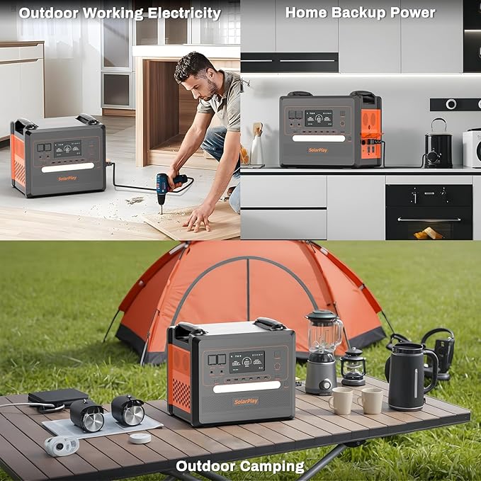 SolarPlay 2500W Portable Power Station 2304Wh(Peak 4800W), Power Station With Cart, 1.5Hrs Fast Charging LFP Battery, 4 AC Outlets Emergency Solar Generator forF Home Backup, Camping, Outdoor